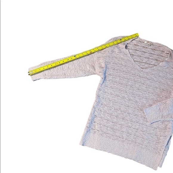 American Eagle Women's Open Stitch Knit Sweater Size M Pink V Neck Crochet - Picture 4 of 10